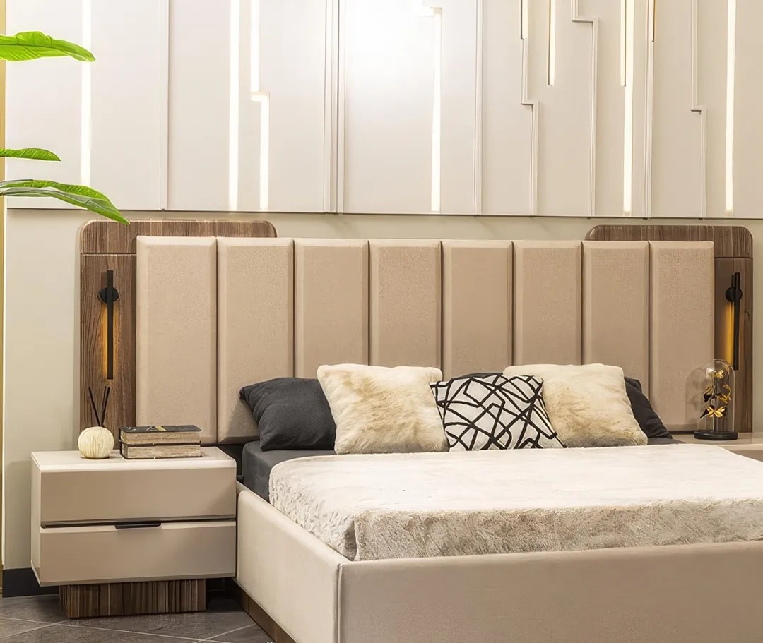 Grace bed set with upholstered headboard