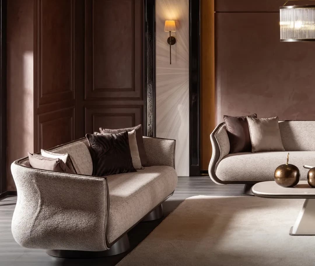 Venetta sofa set in a warm mauve living room